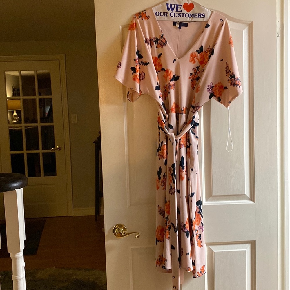 Pink floral Rachael Rachel Roy dress with belt